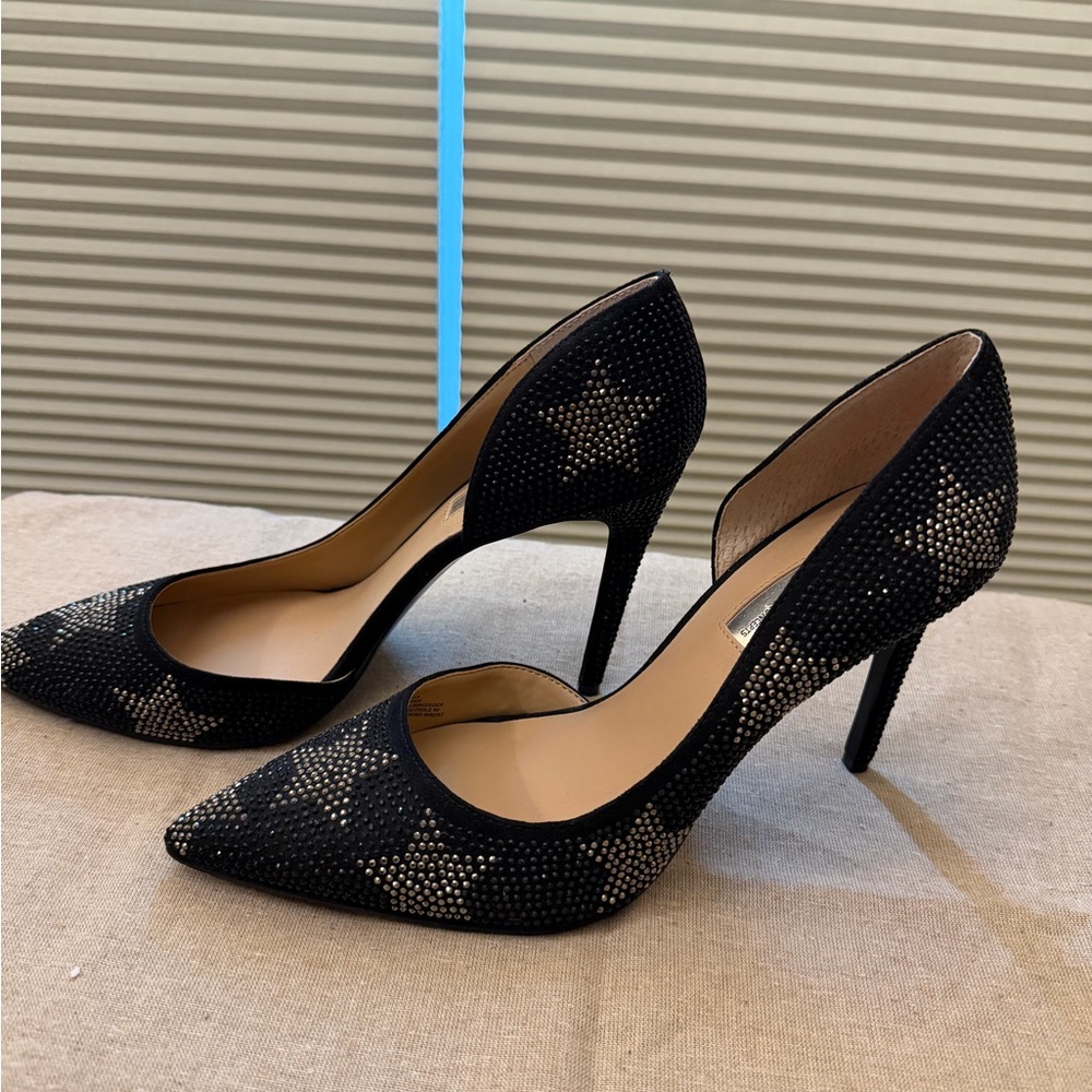 INC International Concepts Black and Silver Sparkle Studded Heels - Picture 2 of 4